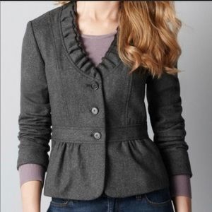 Loft Gray Tweed Wool Blend Jacket Size 6